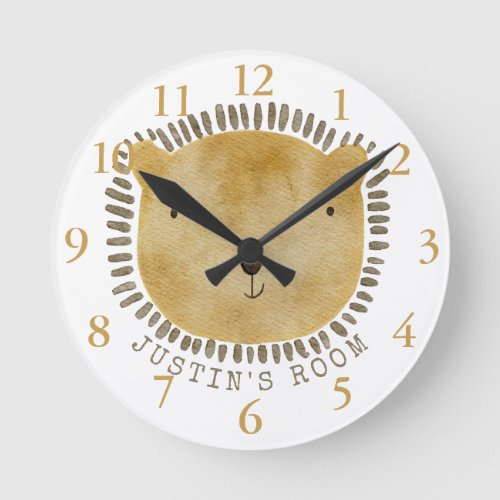 Cute and Whimsical Baby Bear Face Round Clock