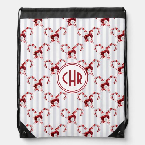 Cute and Whimsical Candy Cane Drawstring Bag