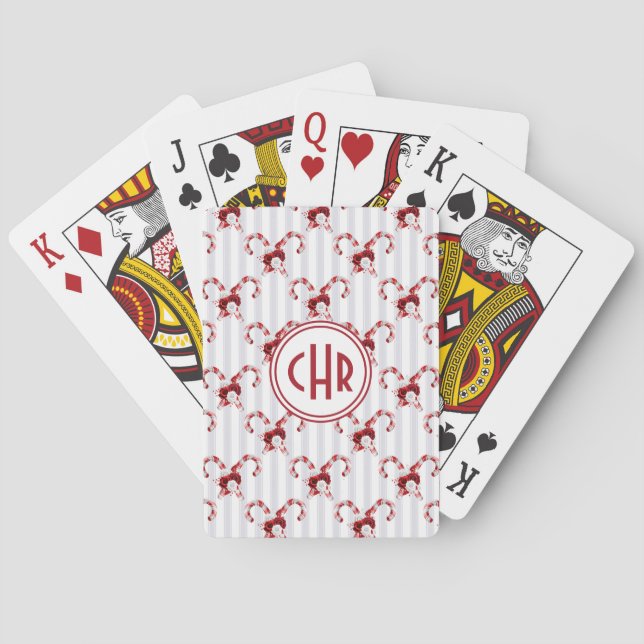 Cute and Whimsical Candy Cane Poker Cards (Back)