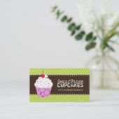 Cute and Whimsical Cupcake Bakery Business Cards (Standing Front)