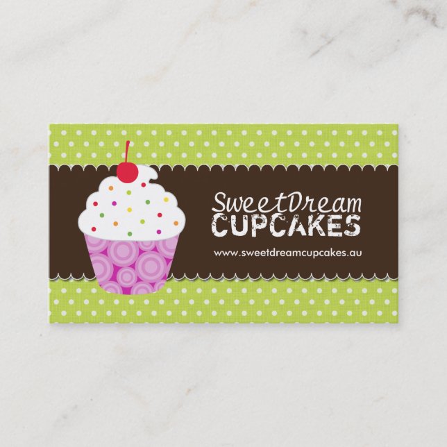 Cute and Whimsical Cupcake Bakery Business Cards (Front)