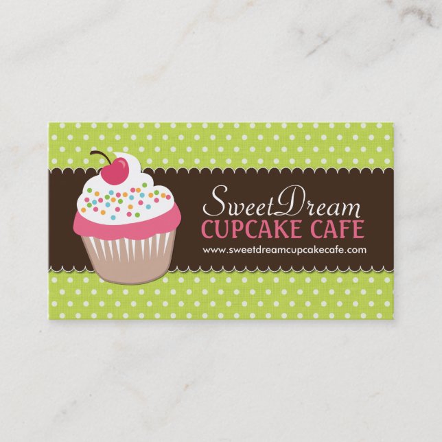 Cute and Whimsical Cupcake Bakery Business Cards (Front)