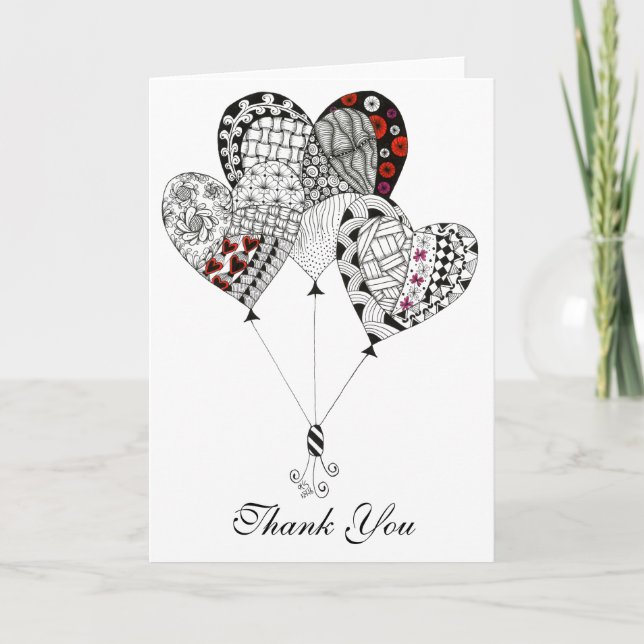 Cute and Whimsical Heart Balloons Greeting Card (Front)