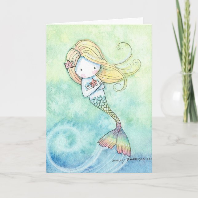 Cute and Whimsical Mermaid Card (Front)