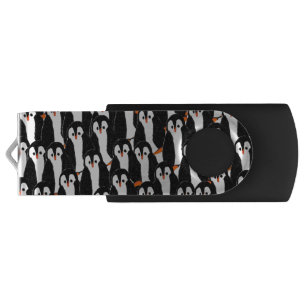 Cute and Whimsical Piles of Penguins Flash Drive