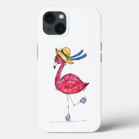 Cute and Whimsical Pink Flamingo on Roller Skates