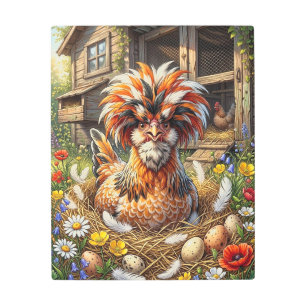 Cute and Whimsical Polish Chicken Coop Metal Print