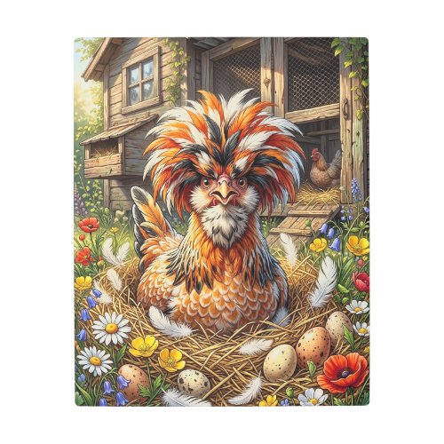 Cute and Whimsical Polish Chicken Coop Metal Print