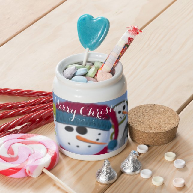Cute and Whimsical Snowmen Candy Jar (In Situ)