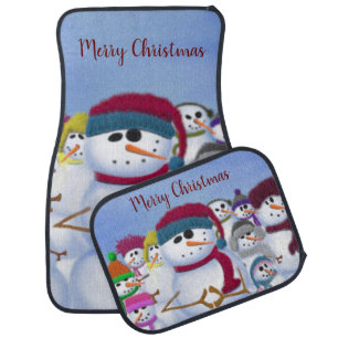 Cute and Whimsical Snowmen Car Floor Mat
