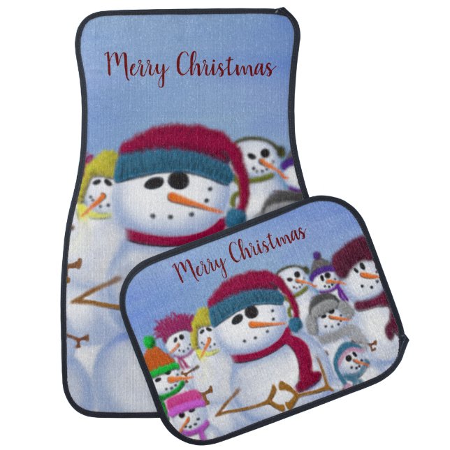 Cute and Whimsical Snowmen Car Floor Mat (Set)