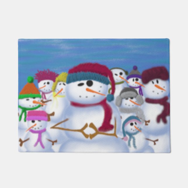 Cute and Whimsical Snowmen Doormat (Front)