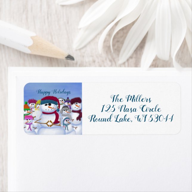 Cute and Whimsical Snowmen Label (Insitu)