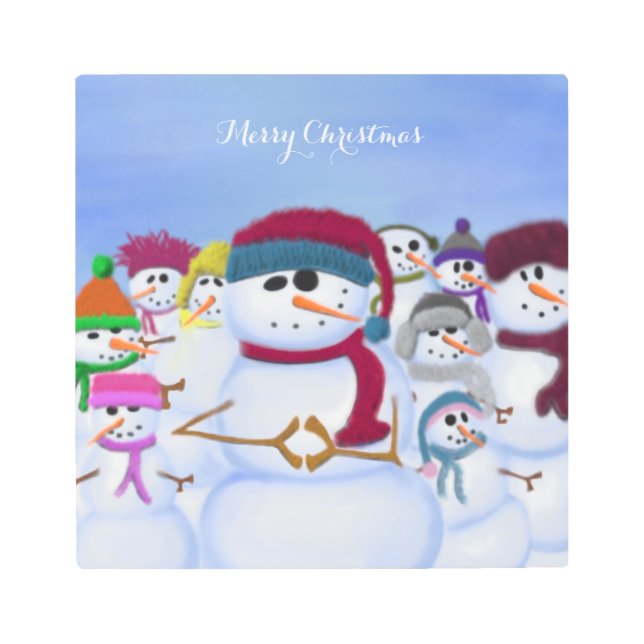 Cute and Whimsical Snowmen Metal Print (Front)