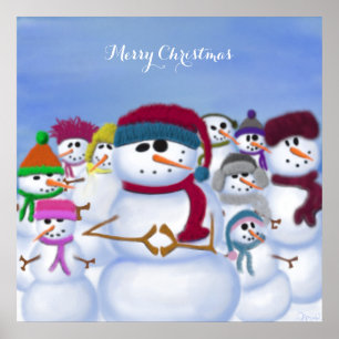 Cute and Whimsical Snowmen Poster