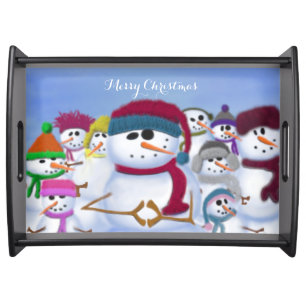 Cute and Whimsical Snowmen Serving Tray