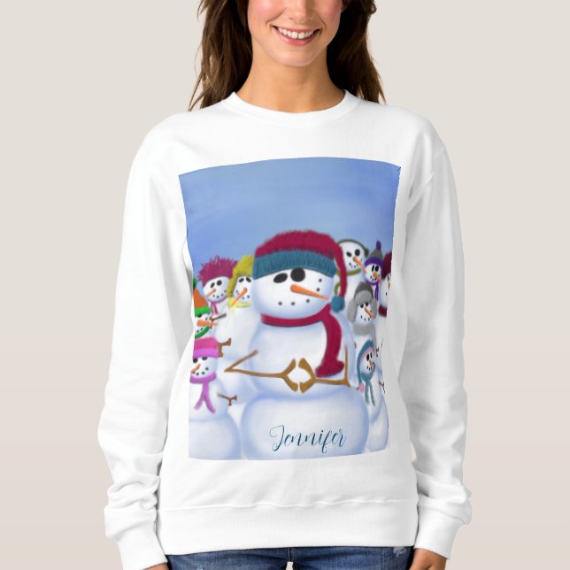 Cute and Whimsical Snowmen T-Shirt Sweatshirt (Front)