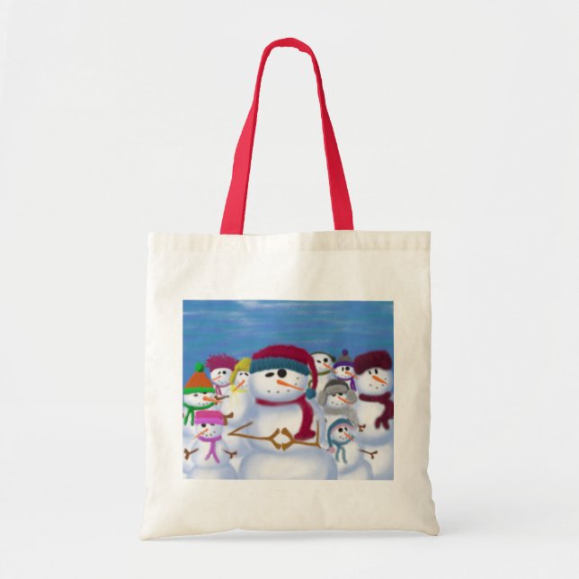 Cute and Whimsical Snowmen Tote Bag (Front)