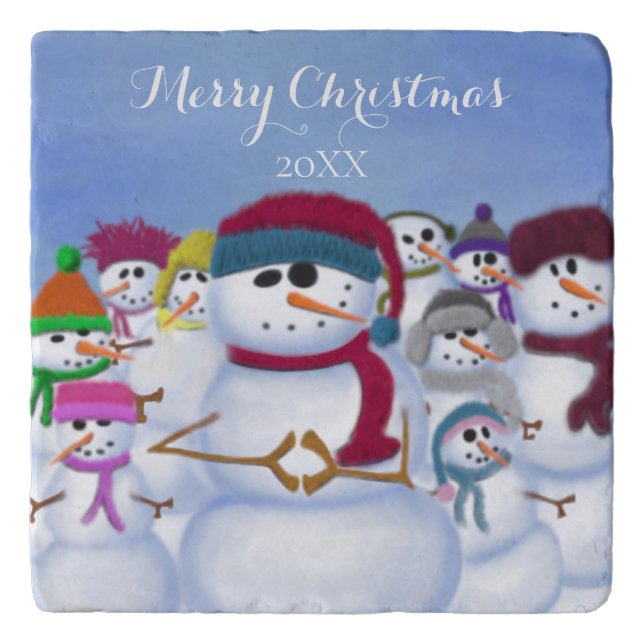 Cute and Whimsical Snowmen Trivet (Front)
