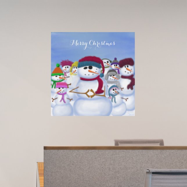 Cute and Whimsical Snowmen Wall Decal (Office)