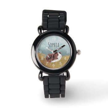 Cute And Whimsical Spotty Guinea Pig Cartoon Kids Watch by Simply_Baby at Zazzle