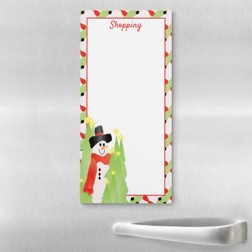 Cute And Whimsy Snowman Shopping List Magnetic Notepad