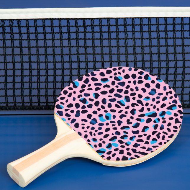 Cute and wild pink leopard pattern ping pong paddle (Insitu)