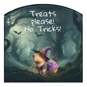 Cute and Witchy Halloween Capybara Door Sign