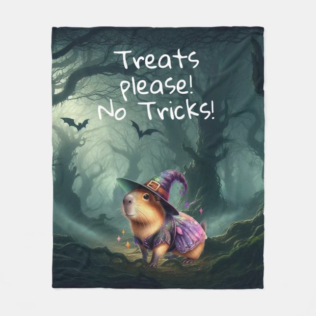 Cute and Witchy Halloween Capybara  Fleece Blanket (Front)