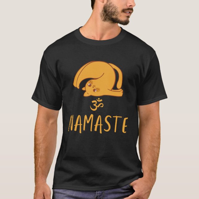 Cute and  Yoga Cat Namaste OM Savasana Cat Parents T-Shirt (Front)