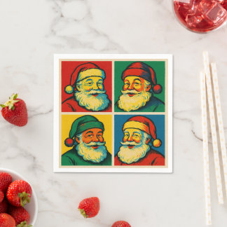 Cute Andy Warhol-style pop art Santa Napkins