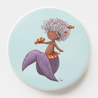 Cute Anemone Mermaid with Clown Fish Illustration