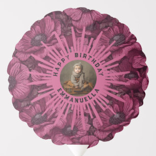 Cute Anemones Aesthetic 70Th Birthday Balloon