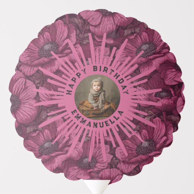 Cute Anemones Aesthetic 70Th Birthday Balloon (Front)