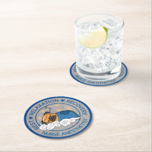 Cute Anesthesia / CRNA Rest Relax Recovery Round Paper Coaster