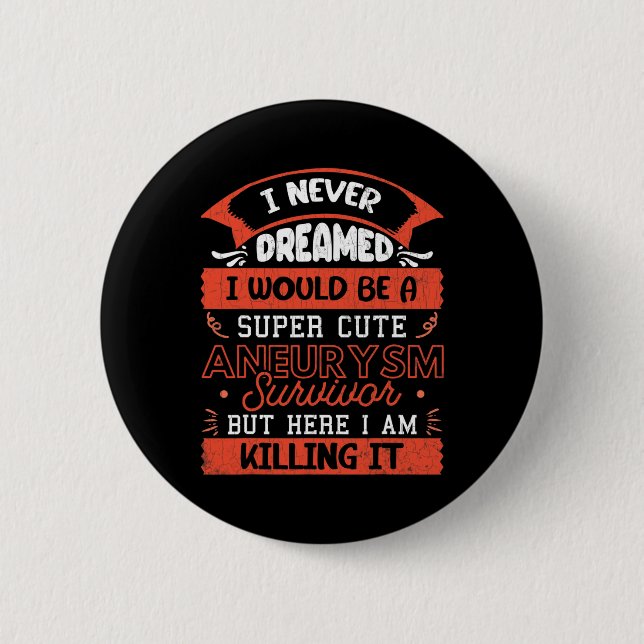 Cute Aneurysm Survivor Brain Surgery Awareness Gra Button (Front)