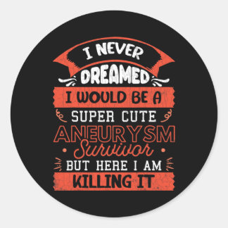 Cute Aneurysm Survivor Brain Surgery Awareness Gra Classic Round Sticker