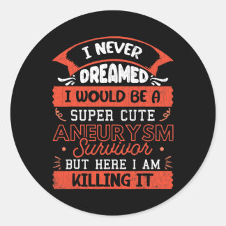 Cute Aneurysm Survivor Brain Surgery Awareness Gra Classic Round Sticker