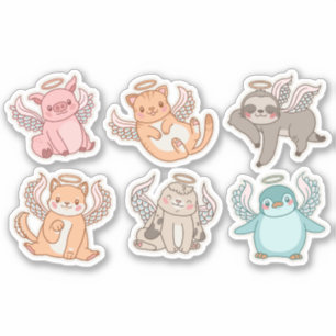 CUTE ANGEL ANIMALS CHARACTERS SET STICKER