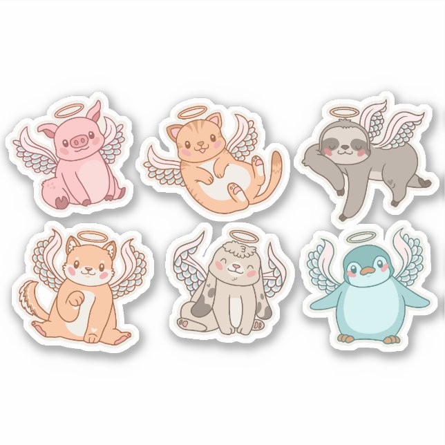 CUTE ANGEL ANIMALS CHARACTERS SET  STICKER (Front)