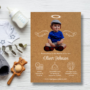 Cute Angel Bautizo Invitacion Christening Baptism Invitation