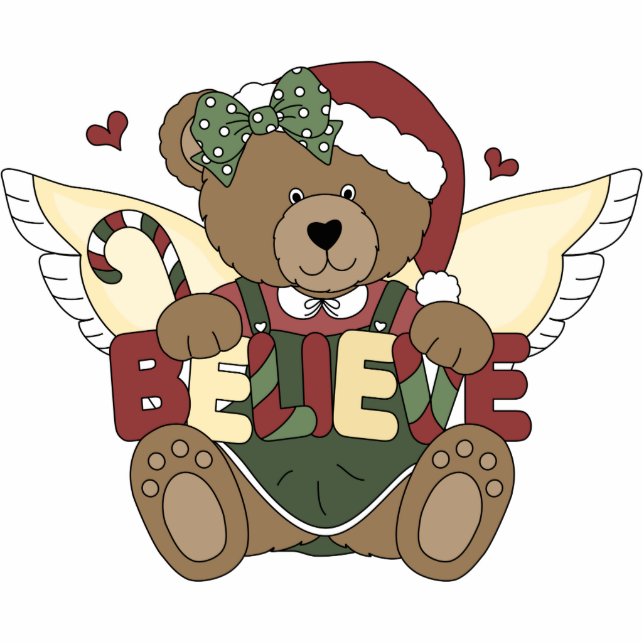 Cute Angel Bear Sculpture Ornament (Front)