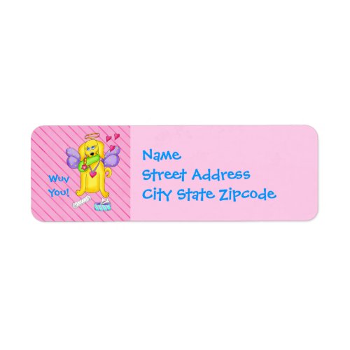 Cute Angel Dog Personalized Name Pink Label