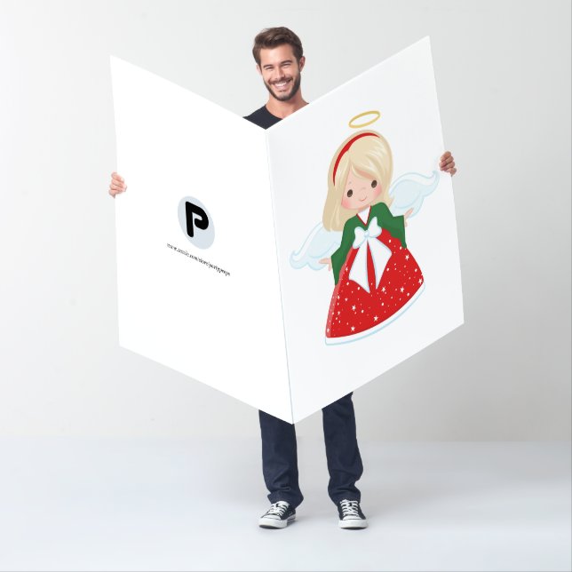 Cute Angel Family Happy Holidays Photo Card (In Situ)