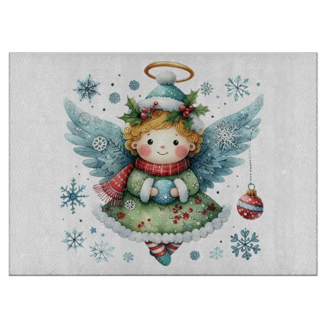 Cute Angel Folk Art Style Cutting Board (Front)