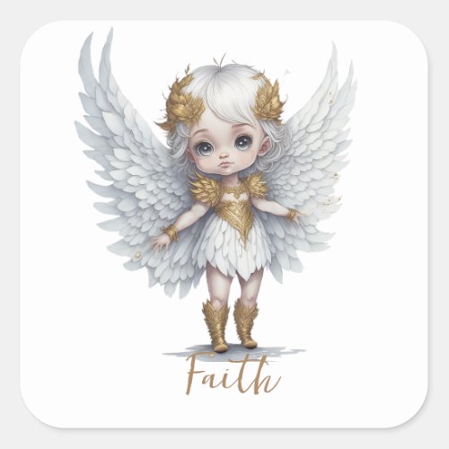 Cute angel girl _ Faith Square Sticker