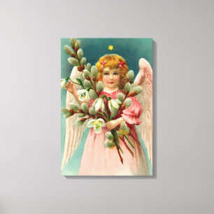 Cute Angel In Pink Dress Canvas Print