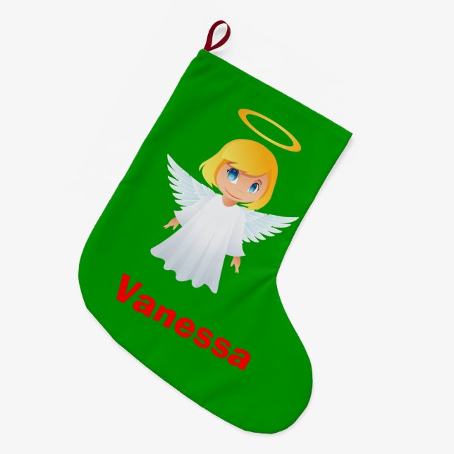 Cute Angel Kids Christmas Stocking (Front (Hanging))
