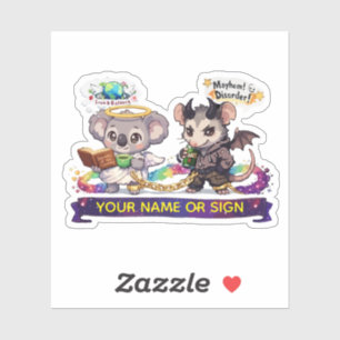Cute Angel Koala and Chaos Opossum - Love & Mayhem Sticker