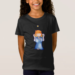 Cute angel of peace girl blue Christmas t-shirt